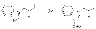 L-Tryptophan to N-Formyl-L-kynurenine by tryptophan 2,3-dioxygenase, EC 1.13.11.11